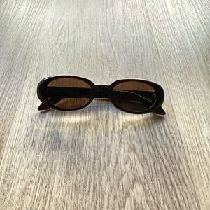quay australia felt cute brown retro oval round narrow y2k modern sunglasses NEW